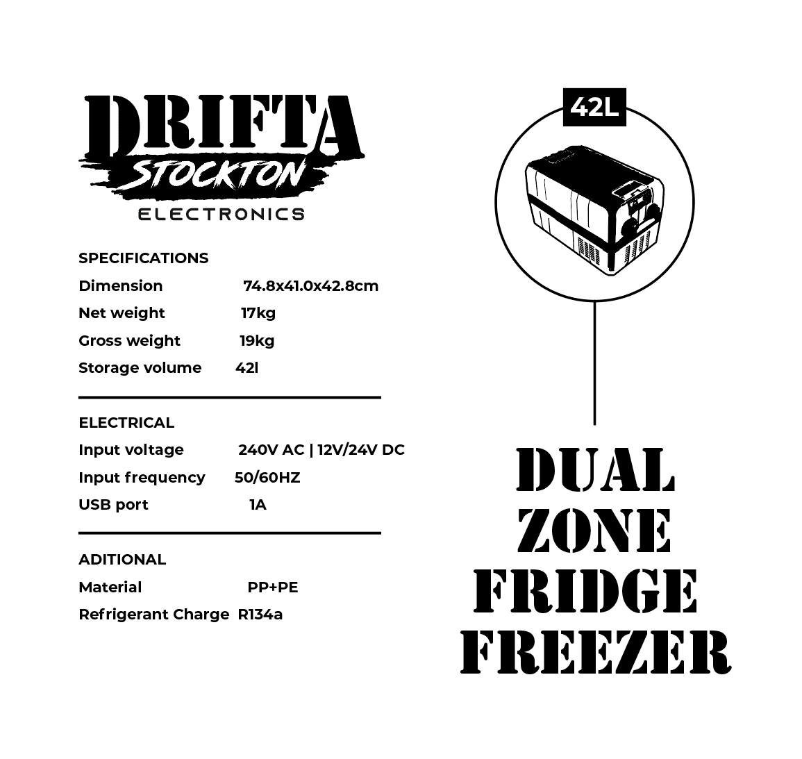 DRIFTA STOCKTON DUAL ZONE FRIDGE